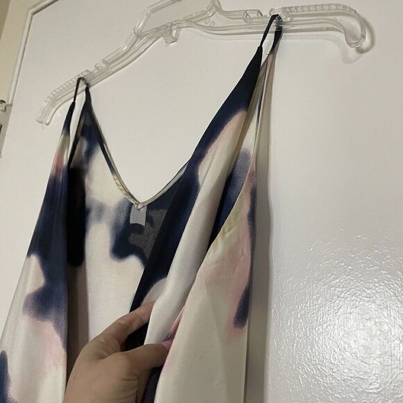 3.1 Phillip Lim silk blue ivory graphic abstract scoop back slip dress size 6 - Picture 4 of 6